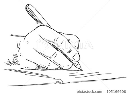 Hand writes with a pen in a notebook Hand writes with a pen in a notebook 105166608