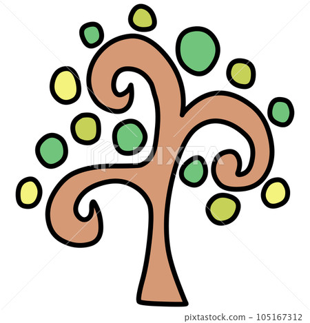 Illustration of a simple deformed round green leaf tree Illustration of a simple deformed round green leaf tree 105167312