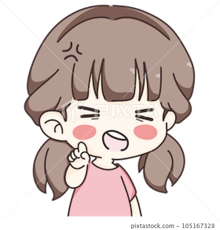 Cartoon cute girl angry 105167328