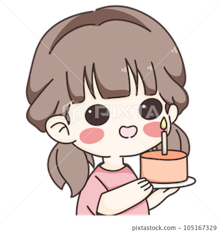 Cartoon cute girl congratulations 105167329