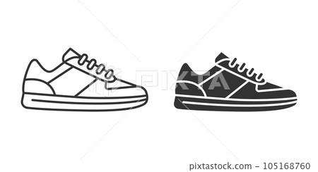 Flta Vector Silhouette Shoes or Sneakers Icon Set Isolated. Footwear Icons 105168760