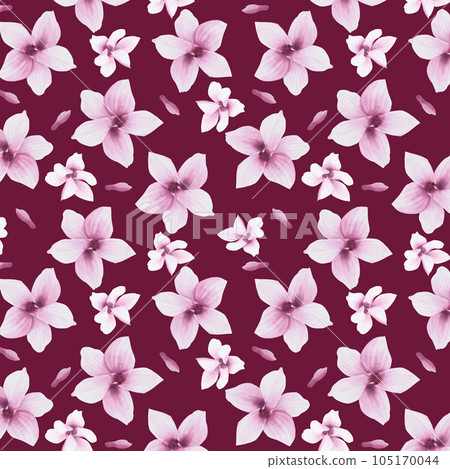 Flower Watercolor background Hand painted illustration with purple Magnolia on dark background 105170044