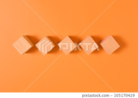 Wooden cubes mock up on abstract background for business concept, Business process, Copy space, Wooden blocks with copy space for text or symbols, Background with copy space 105170429