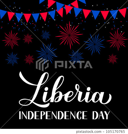 Liberia Independence Day typography poster. National holiday on July 26. Vector template for banner, postcard, flyer, etc. 105170765