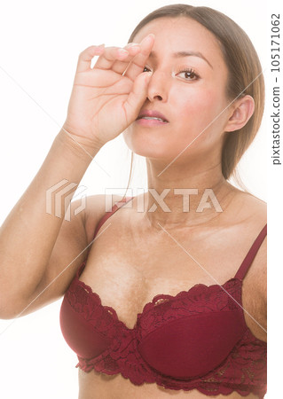 Self-expression Sclerosis unaltered dermatitis skincare. Latin woman lingerie body inclusivity 105171062