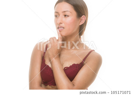 Self-expression Sclerosis unaltered dermatitis skincare. Latin woman lingerie body inclusivity 105171071