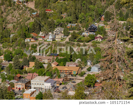 Sunny high angle view of the Ouray town Sunny high angle view of the Ouray town 105171154