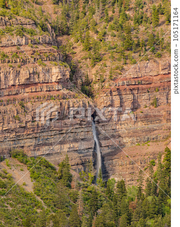 Sunny view of the Cascade Falls landscape in Ouray Sunny view of the Cascade Falls landscape in Ouray 105171164