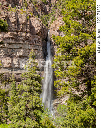 Sunny view of the Cascade Falls landscape in Ouray Sunny view of the Cascade Falls landscape in Ouray 105171202