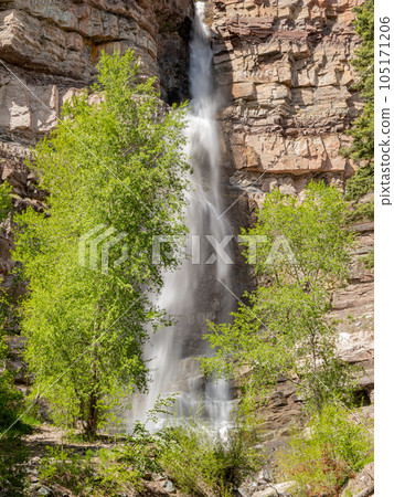 Sunny view of the Cascade Falls landscape in Ouray Sunny view of the Cascade Falls landscape in Ouray 105171206