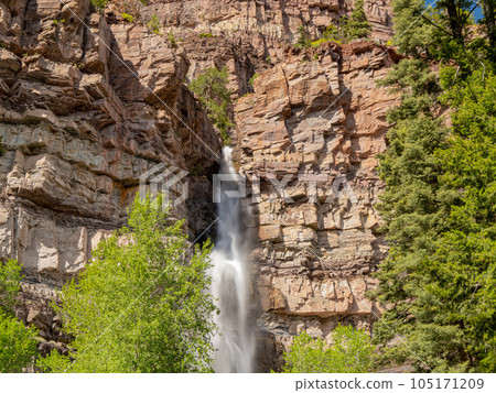 Sunny view of the Cascade Falls landscape in Ouray Sunny view of the Cascade Falls landscape in Ouray 105171209
