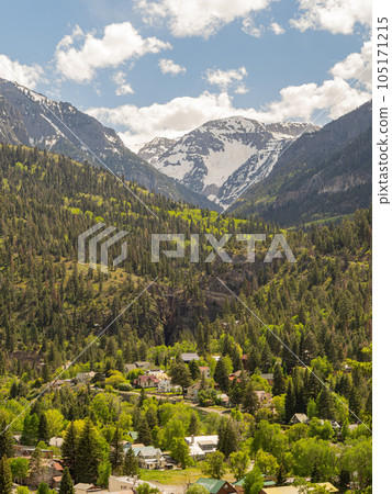 Sunny high angle view of the Ouray town Sunny high angle view of the Ouray town 105171215
