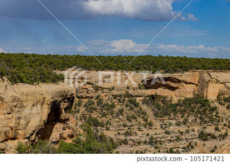 Sunny view of the historical ruins in Mesa Verde National Park Sunny view of the historical ruins in Mesa Verde National Park 105171421