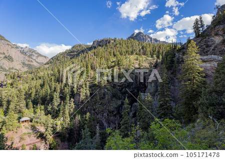 Sunny high angle view of the Ouray town Sunny high angle view of the Ouray town 105171478