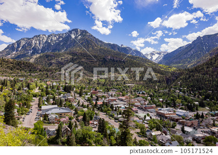 Sunny high angle view of the Ouray town Sunny high angle view of the Ouray town 105171524