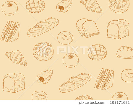 手繪麵包背景 105171621