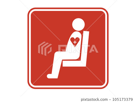 Priority seat mark 3D illustration of a red sick person silhouette sitting in a priority seat facing left 105173379