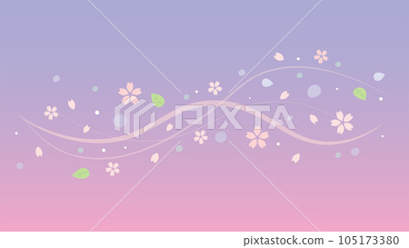 Wave pink and purple vector background image with flowing cherry blossoms 105173380