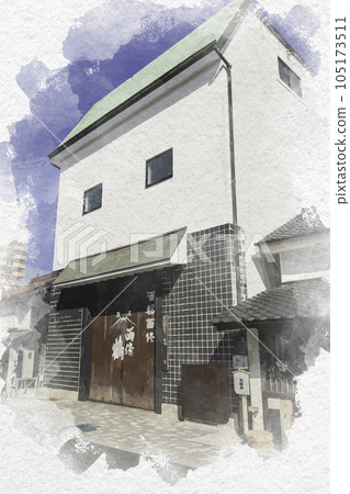 水彩風格的西條酒窖街 西條鶴酒窖 廣島縣東廣島市 水彩風格的西條酒窖街 西條鶴酒窖 廣島縣東廣島市 105173511