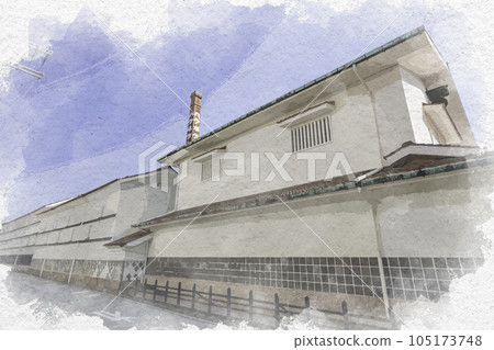 Watercolor-style Saijo Sake Brewery Street Shirabotan Sake Brewery Enpogura Higashi-Hiroshima City, Hiroshima Prefecture 105173748