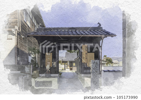 廣島縣東廣島市福壽院圓通寺水彩風格的西條酒造街 廣島縣東廣島市福壽院圓通寺水彩風格的西條酒造街 105173990