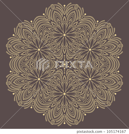 Round Vector Snowflake With Abstract Winter Ornament 105174167