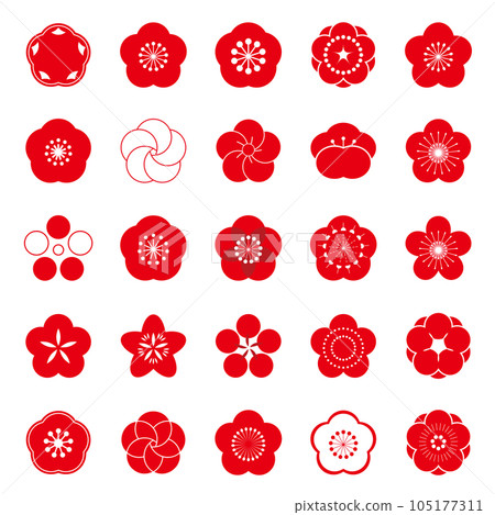 梅花矢量圖圖標集 105177311