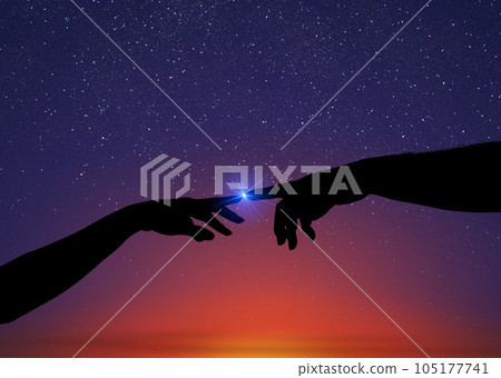 星空背景上的手牽手 105177741