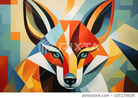 Abstract fox painting in the style of pablo picasso. Animals art. Illustration, Generative AI. Abstract fox painting in the style of pablo picasso. Animals art. Illustration, Generative AI. 105178026