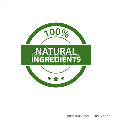 Natural product, only natural ingredients stamp, organic product icon, eco emblem, green label Natural product, only natural ingredients stamp, organic product icon, eco emblem, green label 105178666