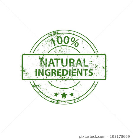 Natural product, only natural ingredients stamp, organic product icon, eco emblem, green label 105178669