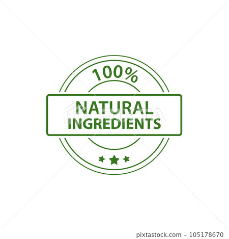 Natural product, only natural ingredients stamp, organic product icon, eco emblem, green label Natural product, only natural ingredients stamp, organic product icon, eco emblem, green label 105178670