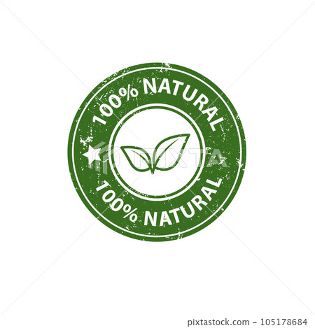 Natural product, only natural ingredients stamp, organic product icon, eco emblem, green label 105178684