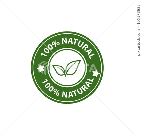 Natural product, only natural ingredients stamp, organic product icon, eco emblem, green label 105178685
