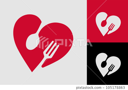 Spoon, fork, knife in heart shape Spoon, fork, knife in heart shape 105178863