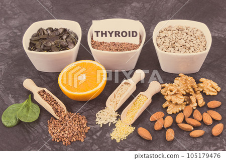 Fruits, vegetables and ingredients as best food for healthy thyroid 105179476