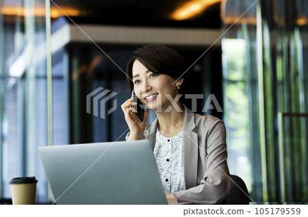 Female business computer career woman smartphone Female business computer career woman smartphone 105179559