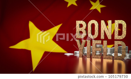 The Bond yield and coins on Chinese flag for Business concept 3d rendering The Bond yield and coins on Chinese flag for Business concept 3d rendering 105179730