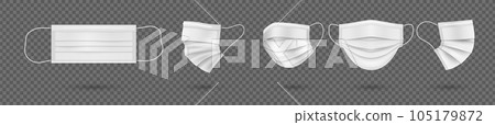 Medical mask. Face surgical protective accessory, realistic coronavirus healthy equipment template , pandemic virus filter for safety, epidemic protection tool vector transparent background 105179872