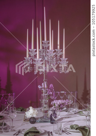 Table set for an event party or wedding reception Table set for an event party or wedding reception 105179925