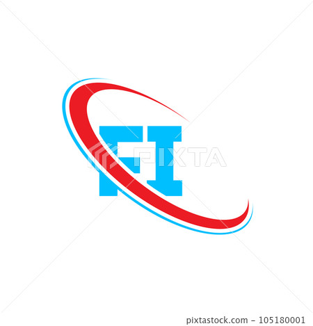 FI F I letter logo design. Initial letter FI linked circle upercase monogram logo red and blue. FI logo, F I design 105180001