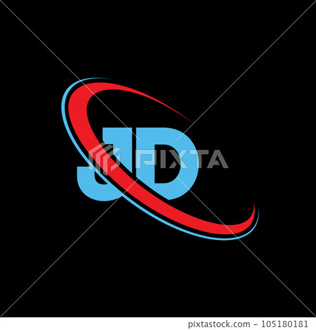 JD J D letter logo design. Initial letter JD linked circle upercase monogram logo red and blue. JD logo, JD design 105180181