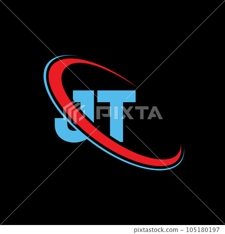 JT J T letter logo design. Initial letter JT linked circle upercase monogram logo red and blue. JT logo, J T design JT J T letter logo design. Initial letter JT linked circle upercase monogram logo red and blue. JT logo, J T design 105180197