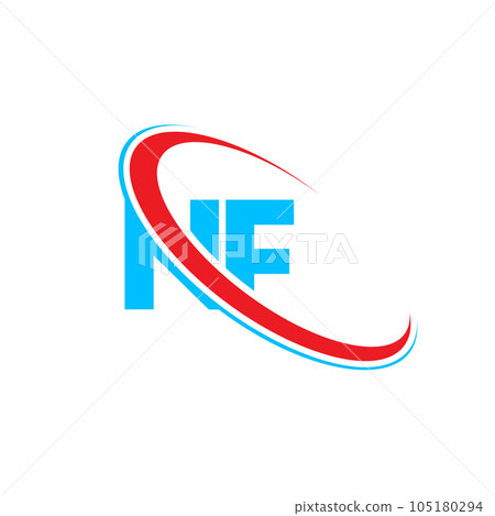 NF N F letter logo design. Initial letter NF linked circle upercase monogram logo red and blue. NF logo, N F design NF N F letter logo design. Initial letter NF linked circle upercase monogram logo red and blue. NF logo, N F design 105180294