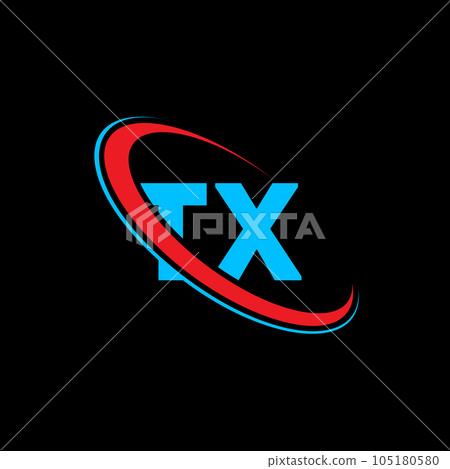 TX T X letter logo design. Initial letter TX linked circle uppercase monogram logo red and blue. TX logo, T X design. tx, t x TX T X letter logo design. Initial letter TX linked circle uppercase monogram logo red and blue. TX logo, T X design. tx, t x 105180580