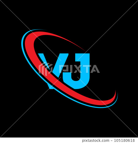 vj logo vector modern initial swoosh circle blue and red Stock Vector |  Adobe Stock