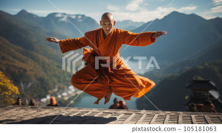 training in the mountains of a shaolin monk. 105181063