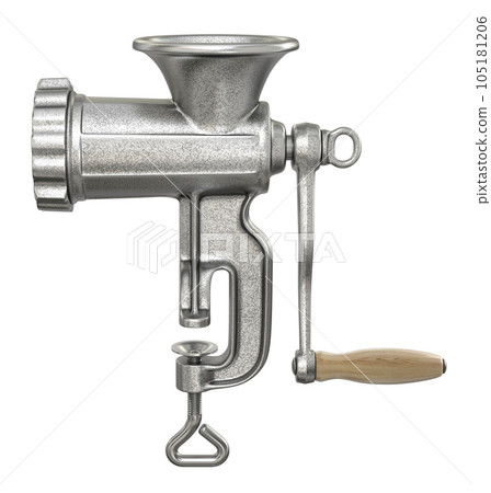 Old meat grinder isolated on white background 105181206