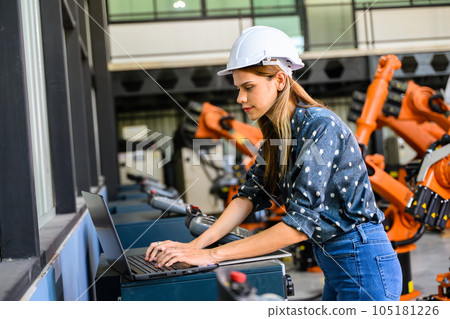 Business owner engineer managing and checking work at factory 105181226