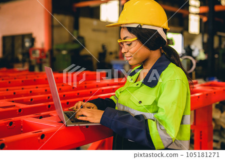Technician engineer checking and repairing automatic robotic machine Technician engineer checking and repairing automatic robotic machine 105181271